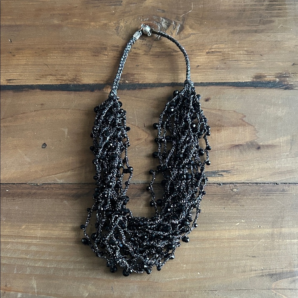 Elegant Black Beaded Necklace